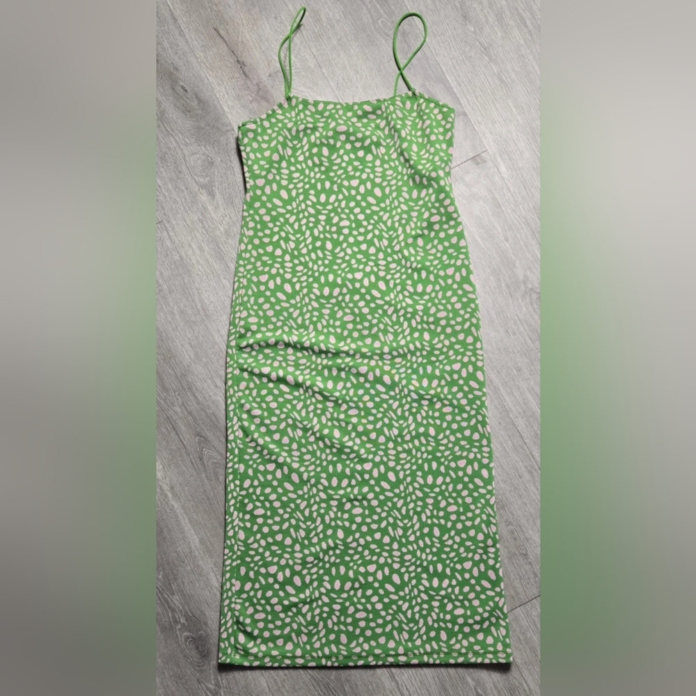 Zara Green Pattern Midi Dress Size Large
